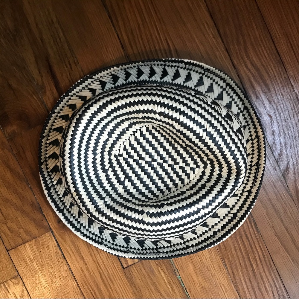 Geometric Straw Fedora Hat